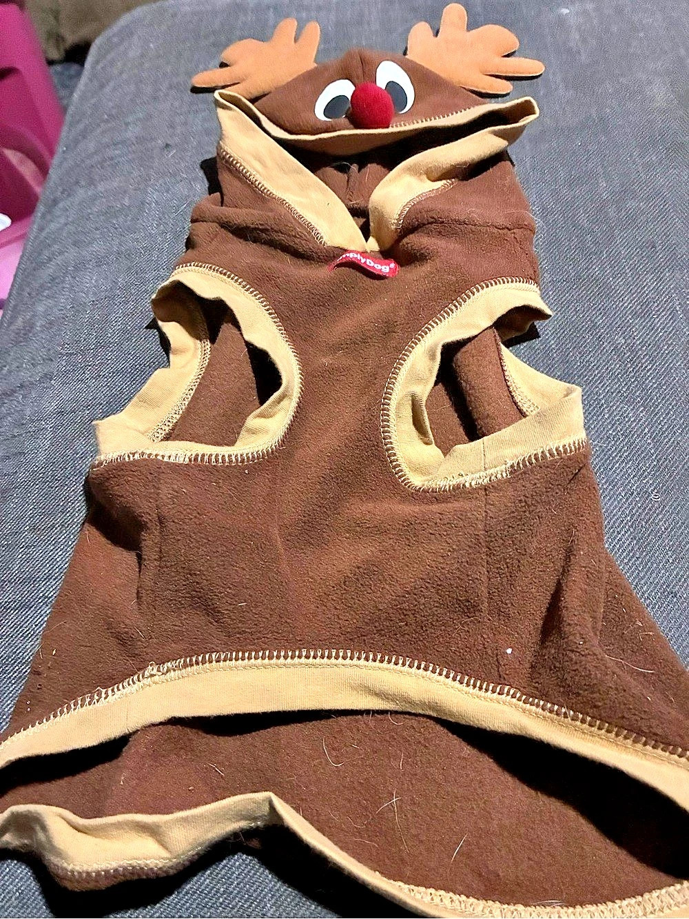 Simply Dog Reindeer Dog Hoodie in Brown & Tan